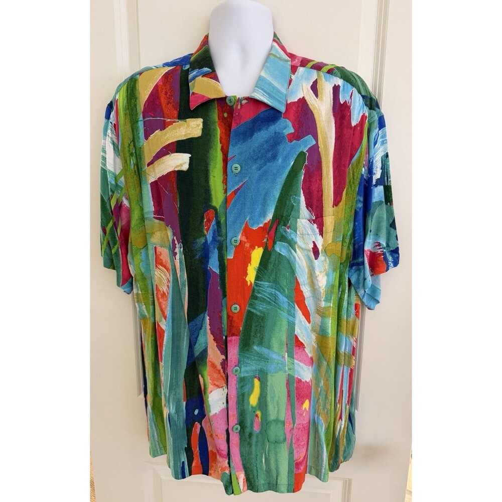 Jams World Vintage Men’s Hawaiian Aloha Shirt, XL, “Fire Garden”, Excellent Cond